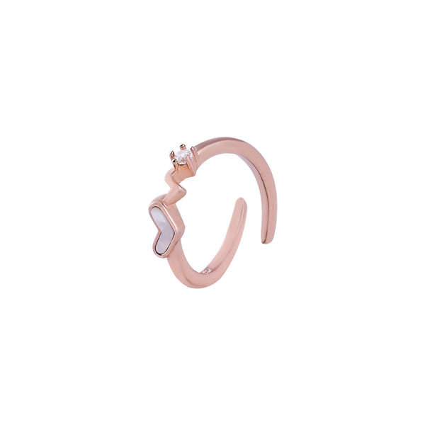 Heartbeat Heart Mother of Pearl Rose Gold Ring for her