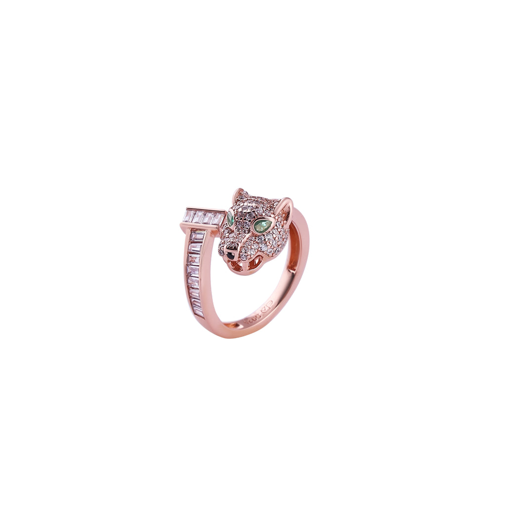 Panther Head Pave Rose Gold Ring for her