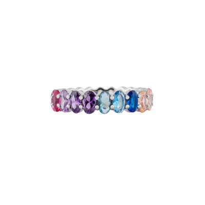 Multi-Color Oval Gemstone Pave Band for her