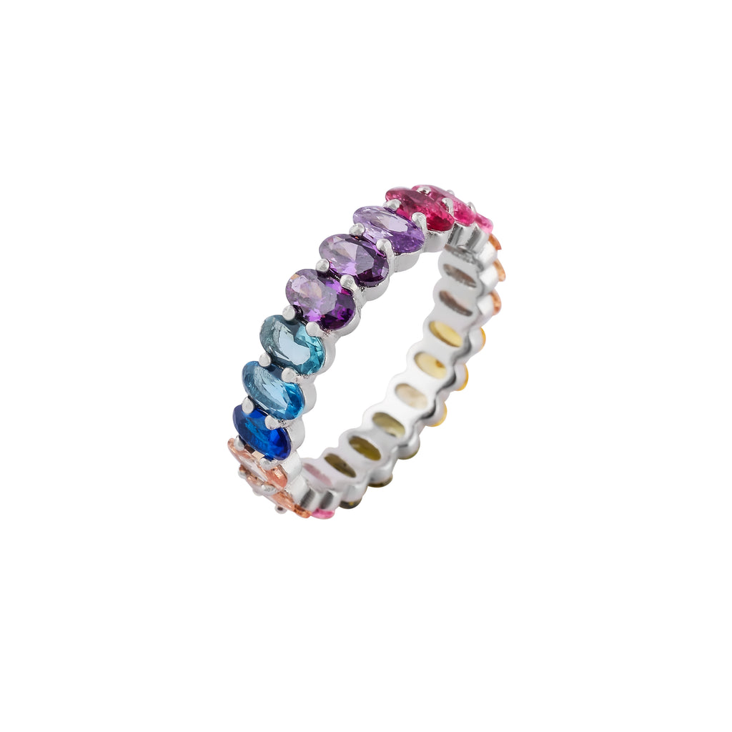 Multi-Color Oval Gemstone Pave Band for her
