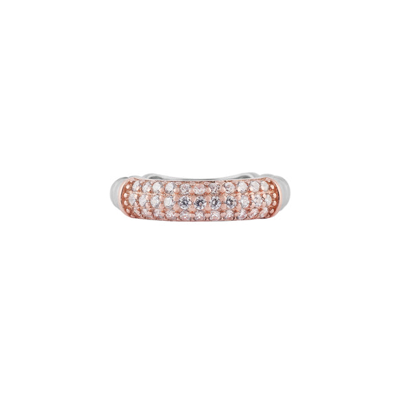 Two-Tone Pave Dome Silver Ring for her