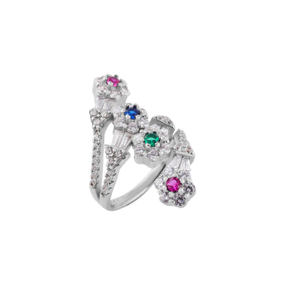 Multi-Gemstone and Pave Silver Ring for her
