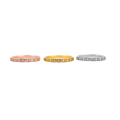 Baguette Pave Stackable Rings in Three Tones for her