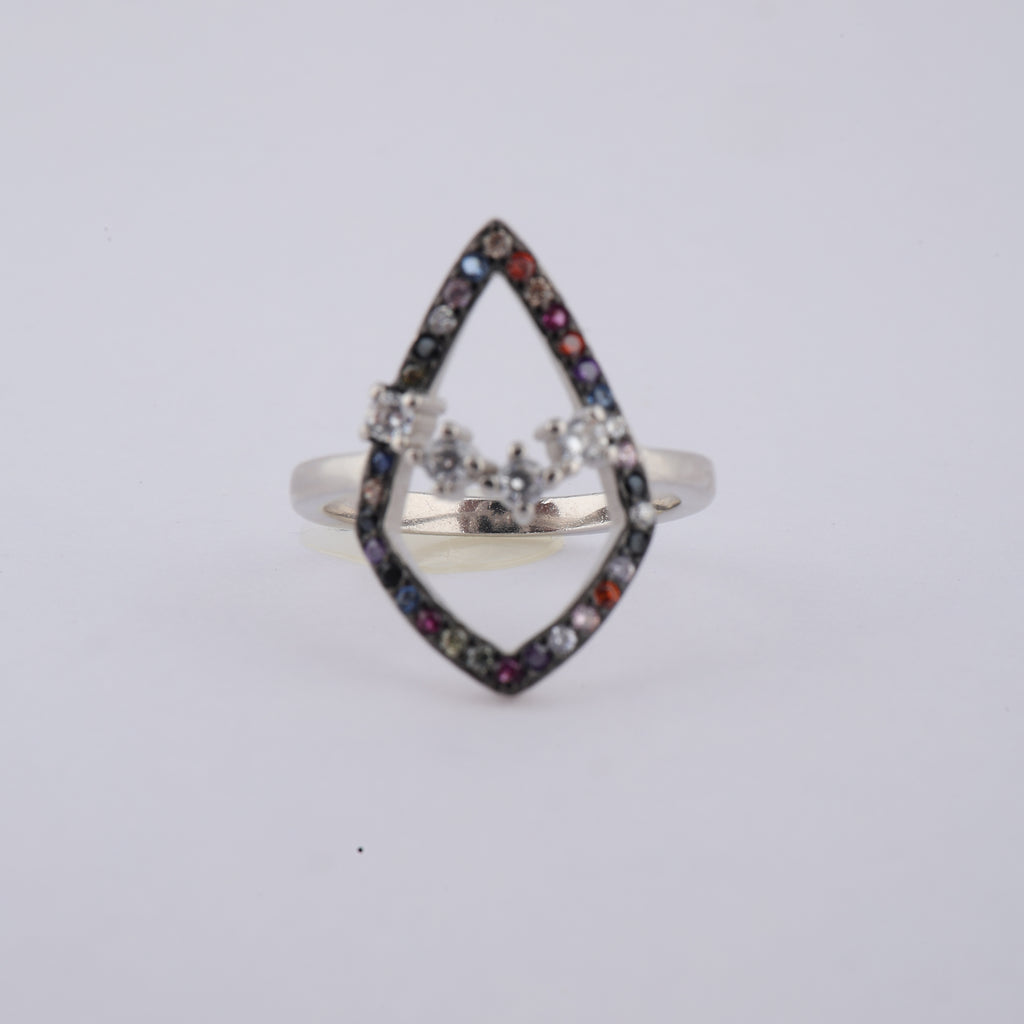 Abstract Pave Silver Ring for her