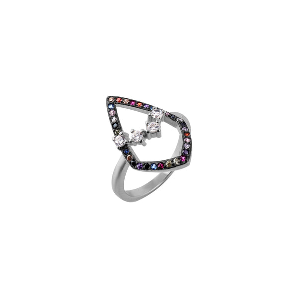Abstract Pave Silver Ring for her
