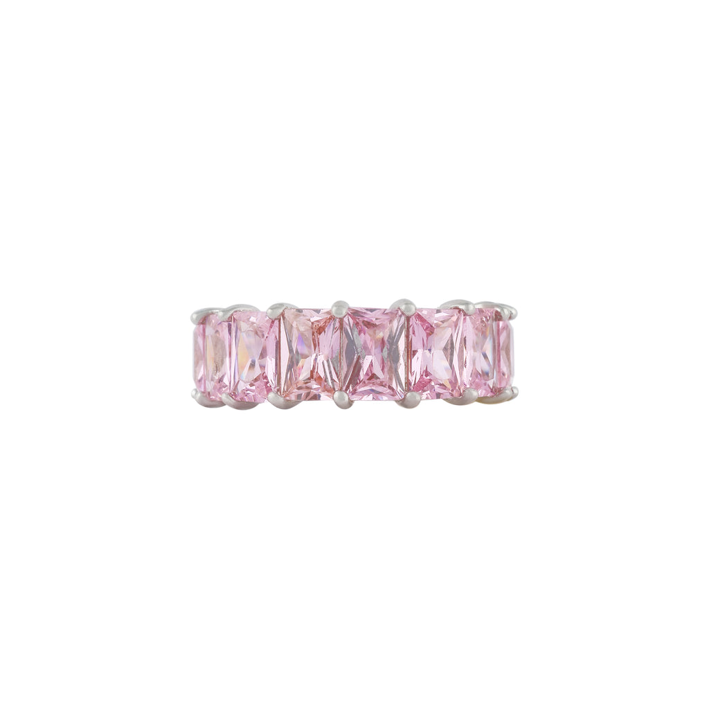 Pink Baguette Gemstone Pave Band for her