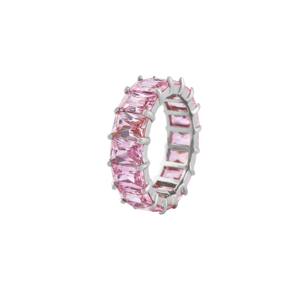 Pink Baguette Gemstone Pave Band for her