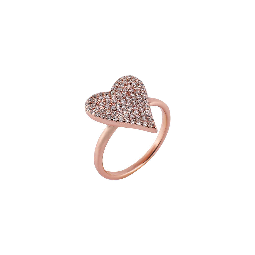 Pave Heart Rose Gold Ring for her