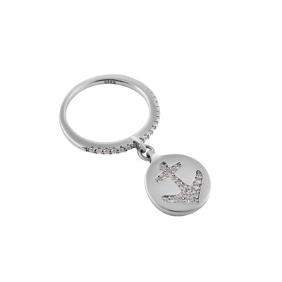 Round CZ Black and White Accent Silver Ring for her