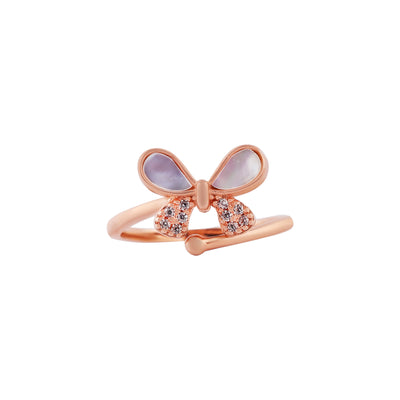Open Butterfly Mother of Pearl Rose Gold Ring for her