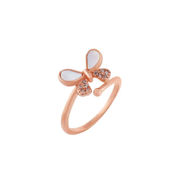 Open Butterfly Mother of Pearl Rose Gold Ring for her