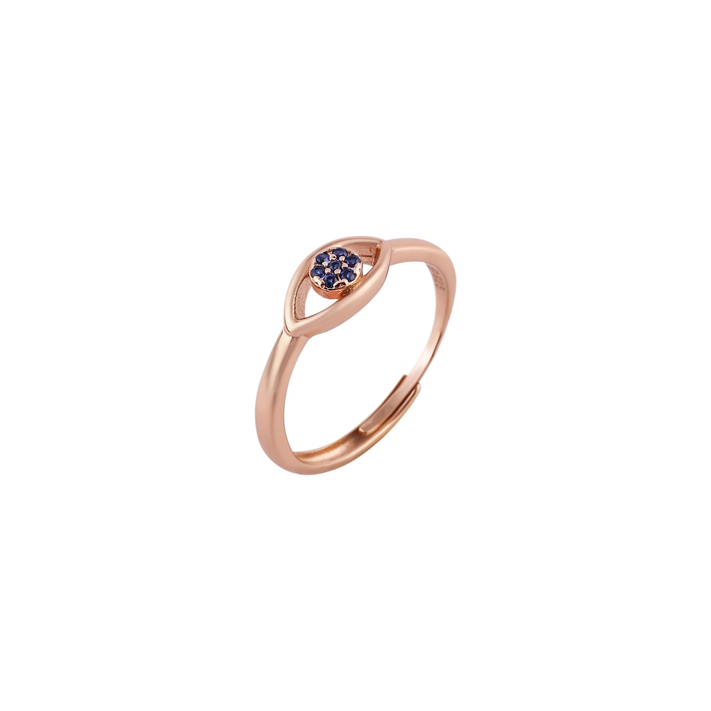 Gemstone Evil Eye Rose Gold Ring for her
