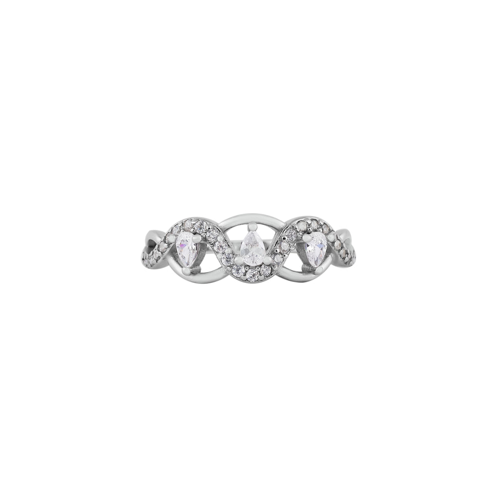 Linked Oval and Round Pave Silver Ring for her