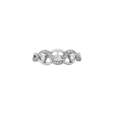 Linked Oval and Round Pave Silver Ring for her