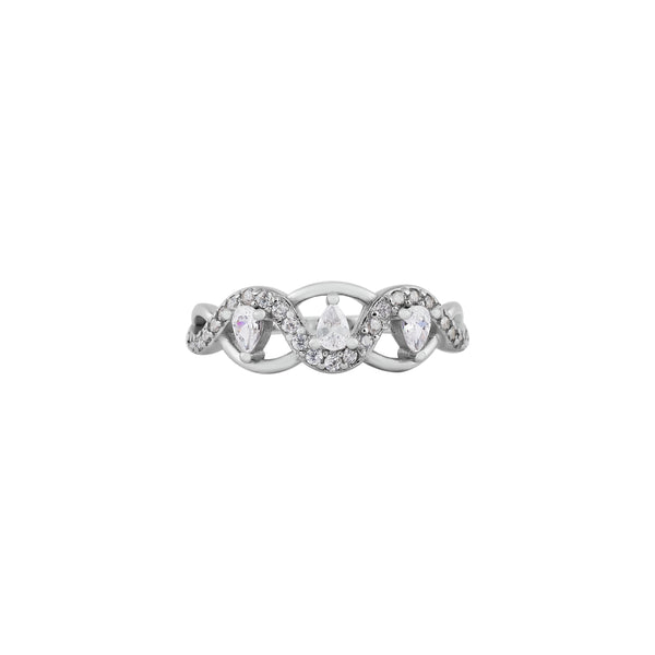 Linked Oval and Round Pave Silver Ring for her