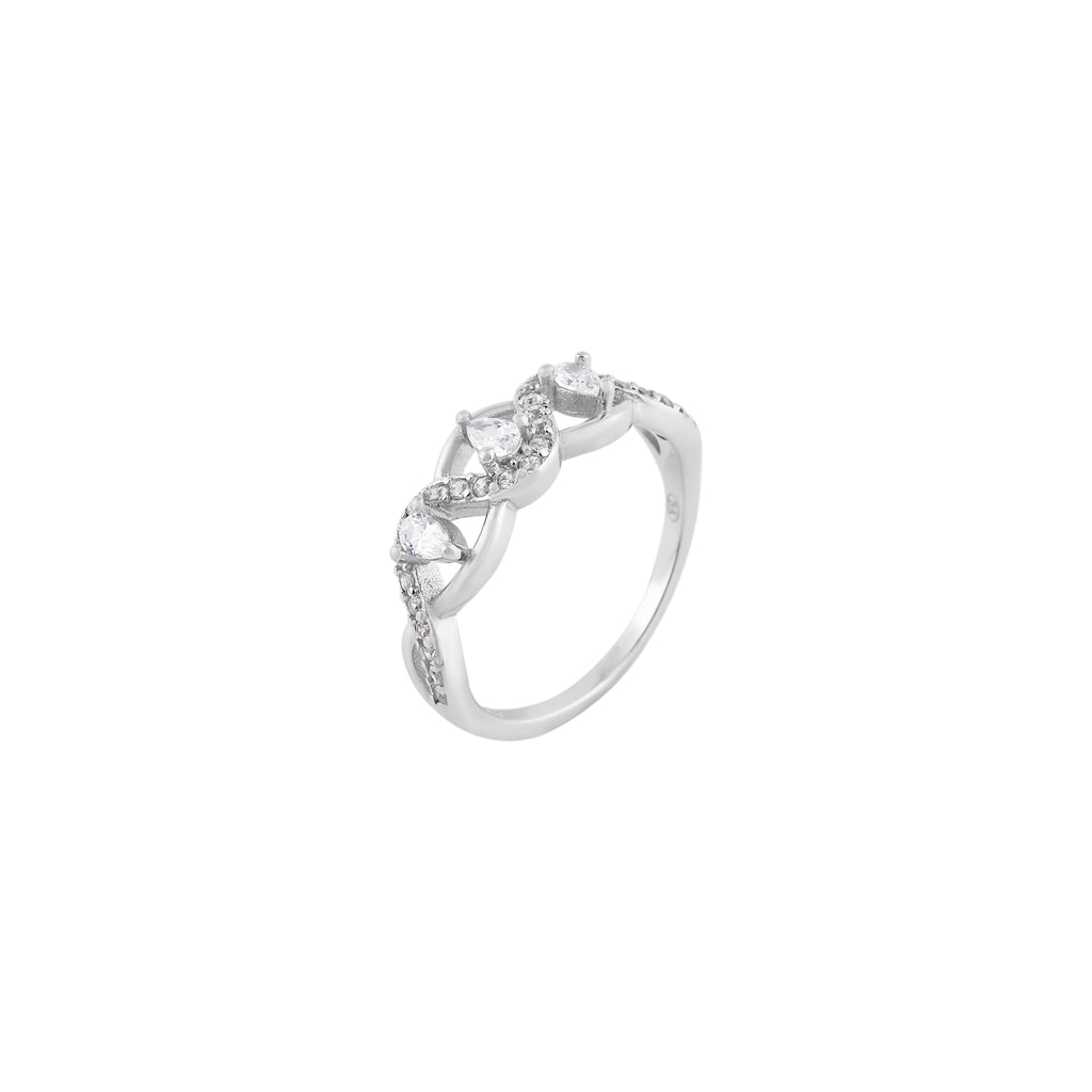 Linked Oval and Round Pave Silver Ring for her