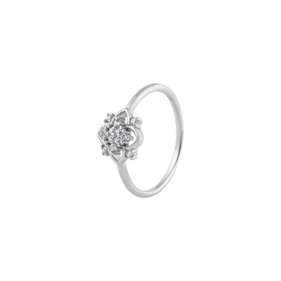 Delicate Floral CZ Silver Ring for her