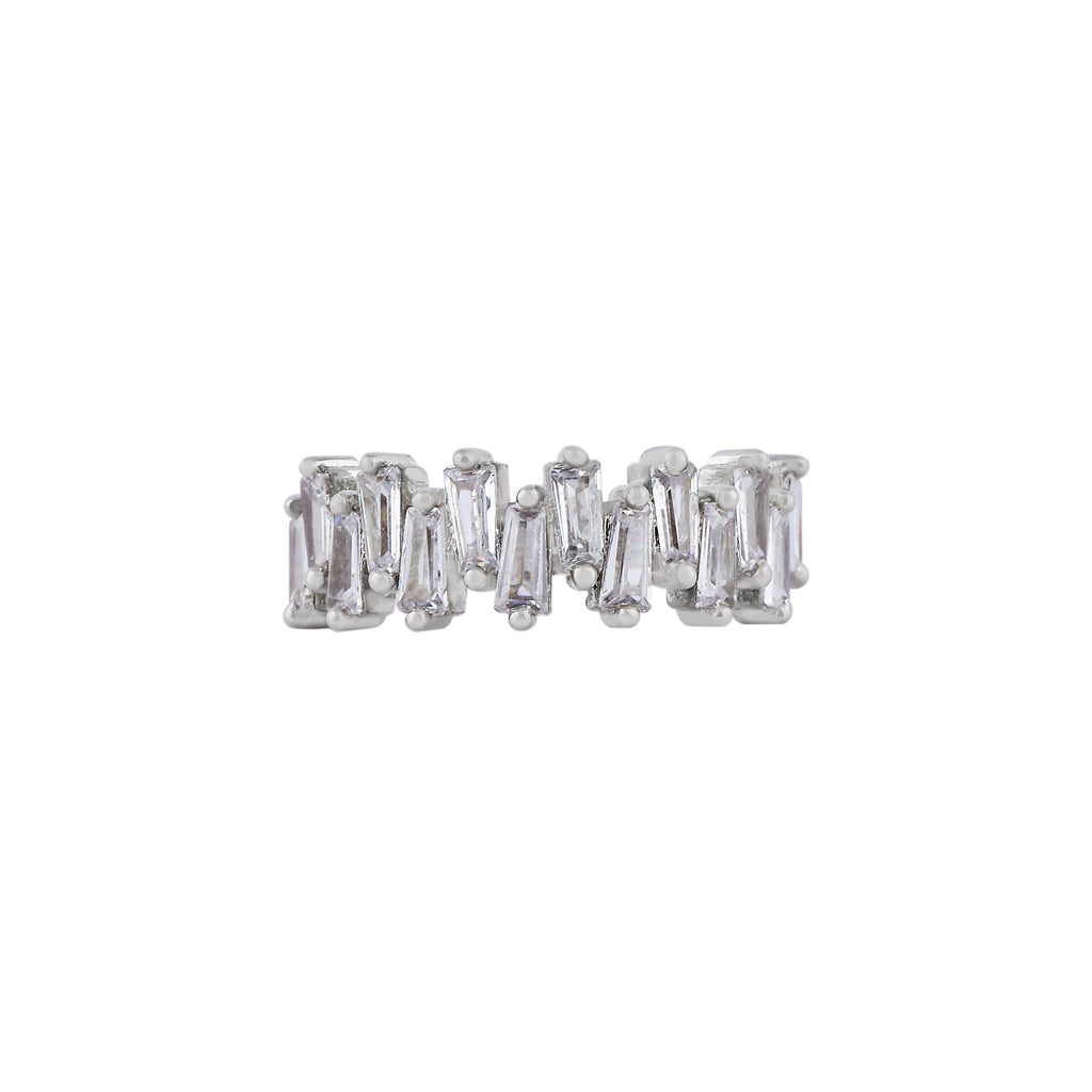Alternating Baguette CZ Silver Ring for her