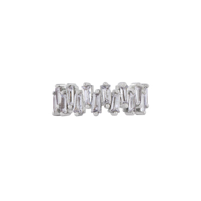 Alternating Baguette CZ Silver Ring for her
