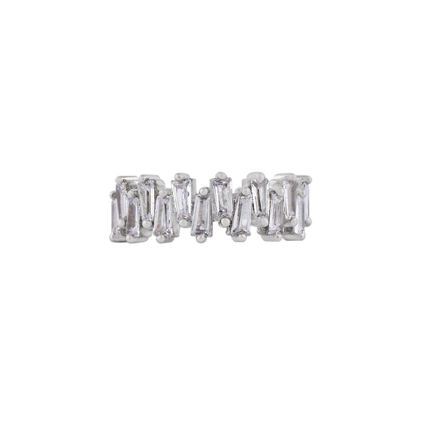 Alternating Baguette CZ Silver Ring for her