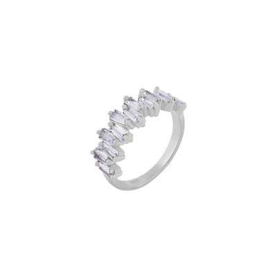 Alternating Baguette CZ Silver Ring for her