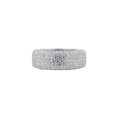 Full Pave Wide Silver Band for her