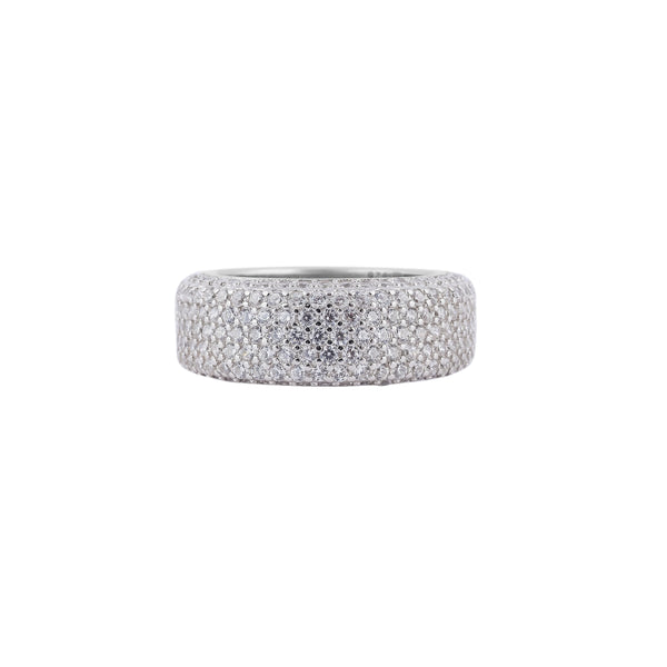 Full Pave Wide Silver Band for her