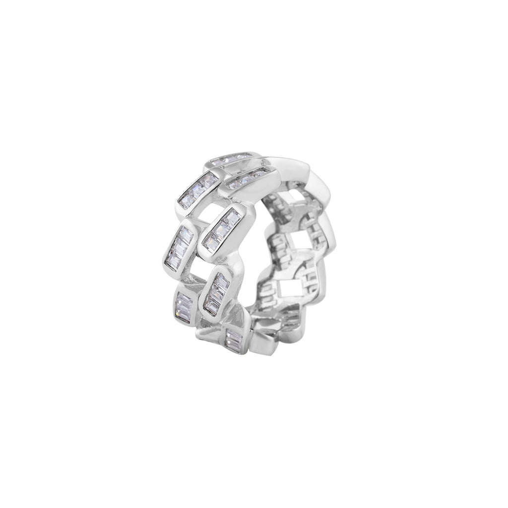 Intertwined Baguette CZ Silver Band for her