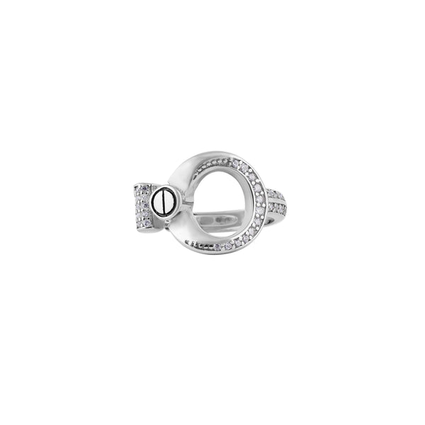 Abstract Pave Detail Silver Ring for her