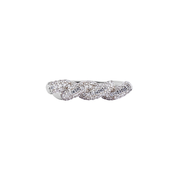 Braided Pave Silver Ring for her