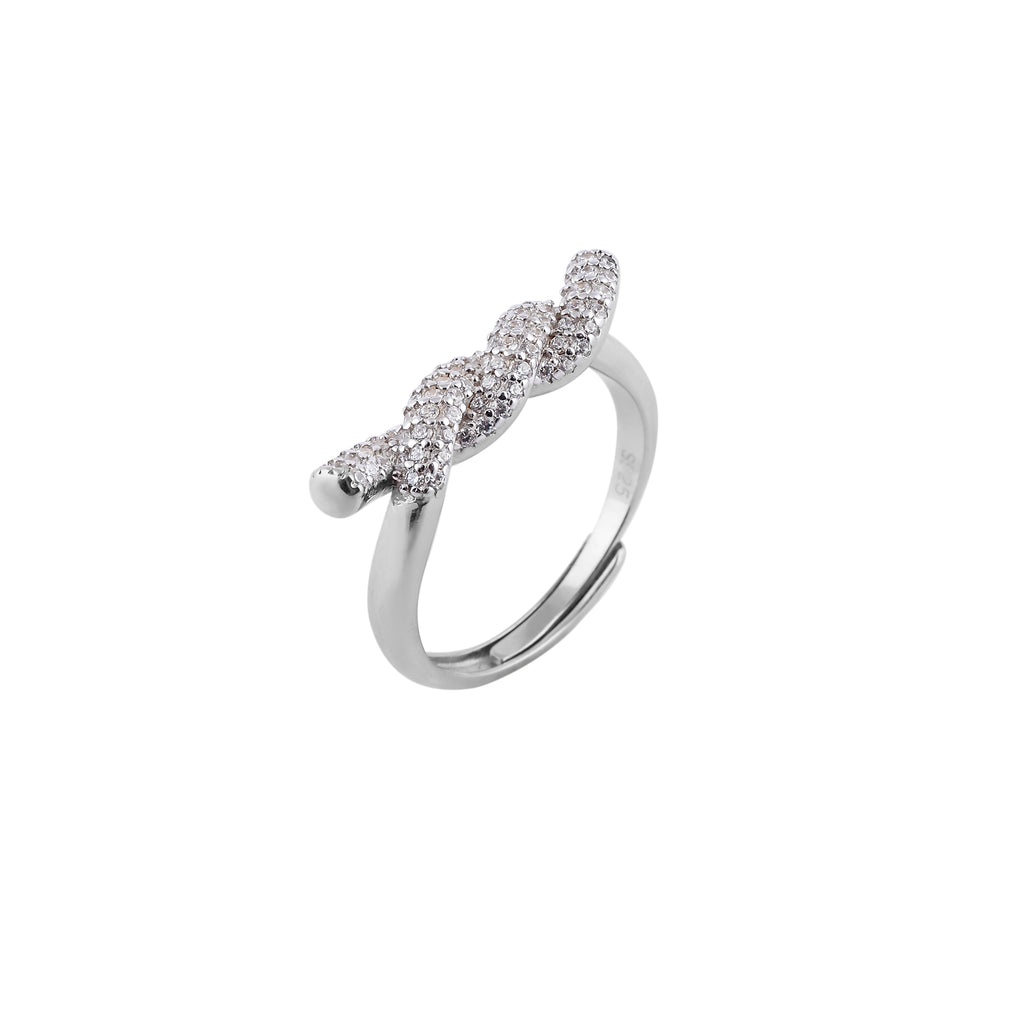 Braided Pave Silver Ring for her