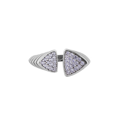 Open Triangle Pave Silver Ring for her