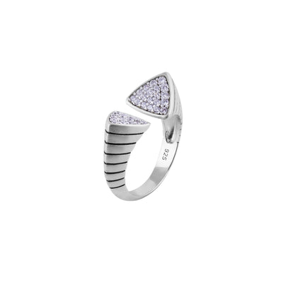 Open Triangle Pave Silver Ring for her