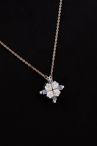 Elegant Heart and Sapphire Cross Pendant Necklace - Flâneur Global® | FG | 925 Fine Silver Jewelry & Accessories