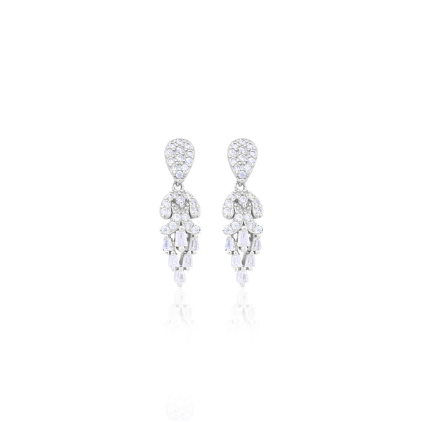 Silver Cascading Crystal Earrings - Flâneur Global® | FG | 925 Fine Silver Jewelry & Accessories