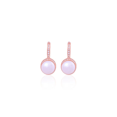 Silver Blush Pearl Huggies Earrings - Flâneur Global® | FG | 925 Fine Silver Jewelry & Accessories