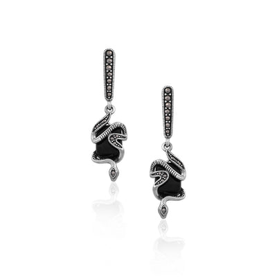 Silver Noir Serpent Drops for Her - Flâneur Global® | FG | 925 Fine Silver Jewelry & Accessories