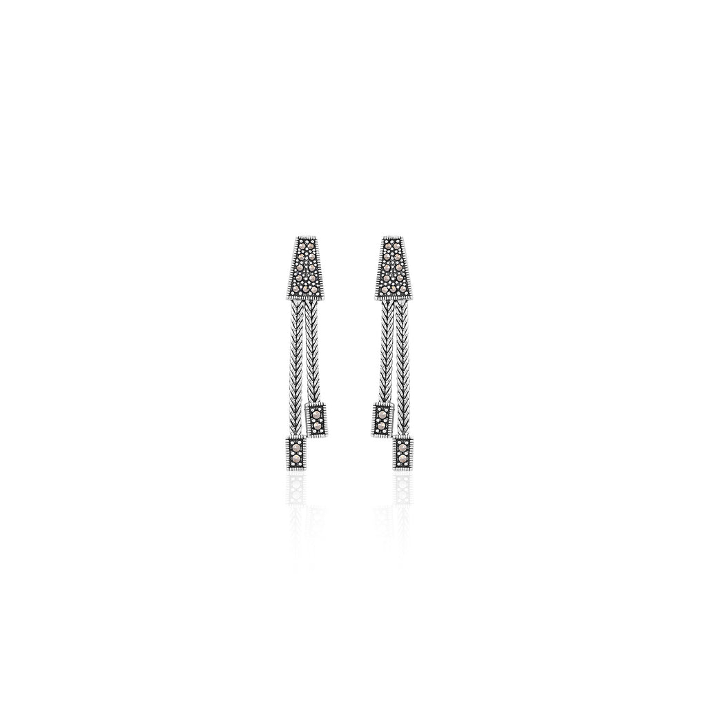 Silver Art Deco Dangles for Her - Flâneur Global® | FG | 925 Fine Silver Jewelry & Accessories