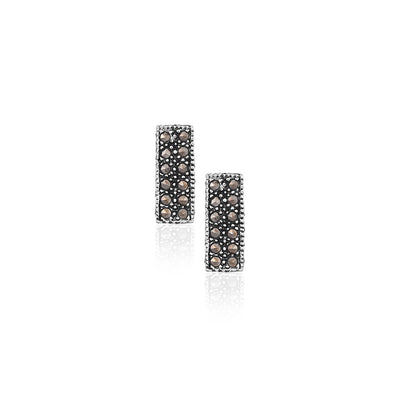 Modern Geometric Black Stone Studs - Flâneur Global® | FG | 925 Fine Silver Jewelry & Accessories