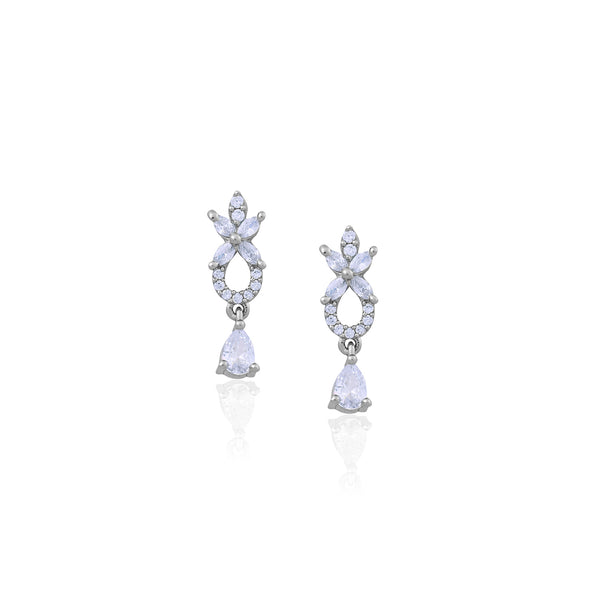 Silver Elegant CZ Teardrop & Marquise Drop Earrings - Flâneur Global® | FG | 925 Fine Silver Jewelry & Accessories
