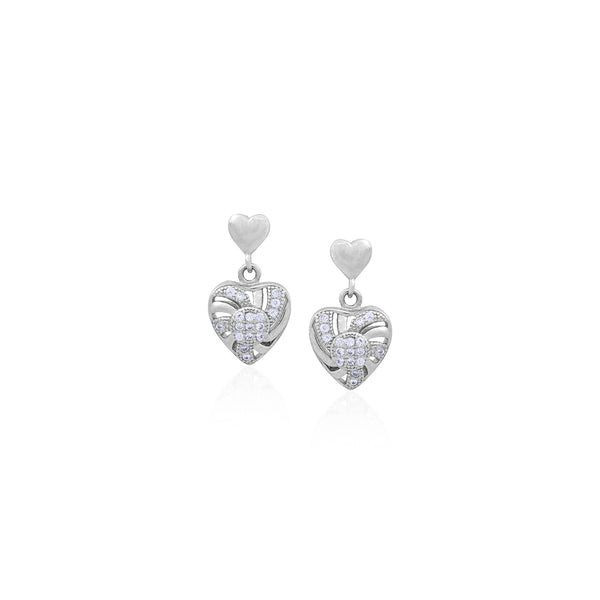 Silver Heart Charm Dangle Earrings for Her - Flâneur Global® | FG | 925 Fine Silver Jewelry & Accessories