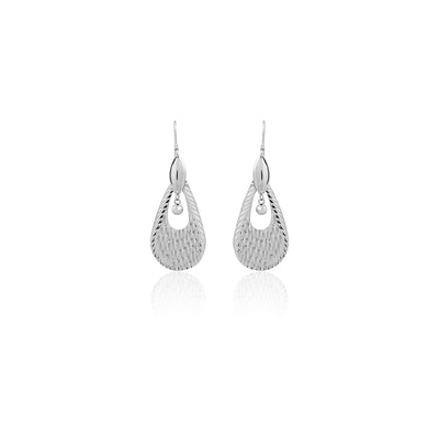 Silver Textured Teardrop Earrings for Her - Flâneur Global® | FG | 925 Fine Silver Jewelry & Accessories