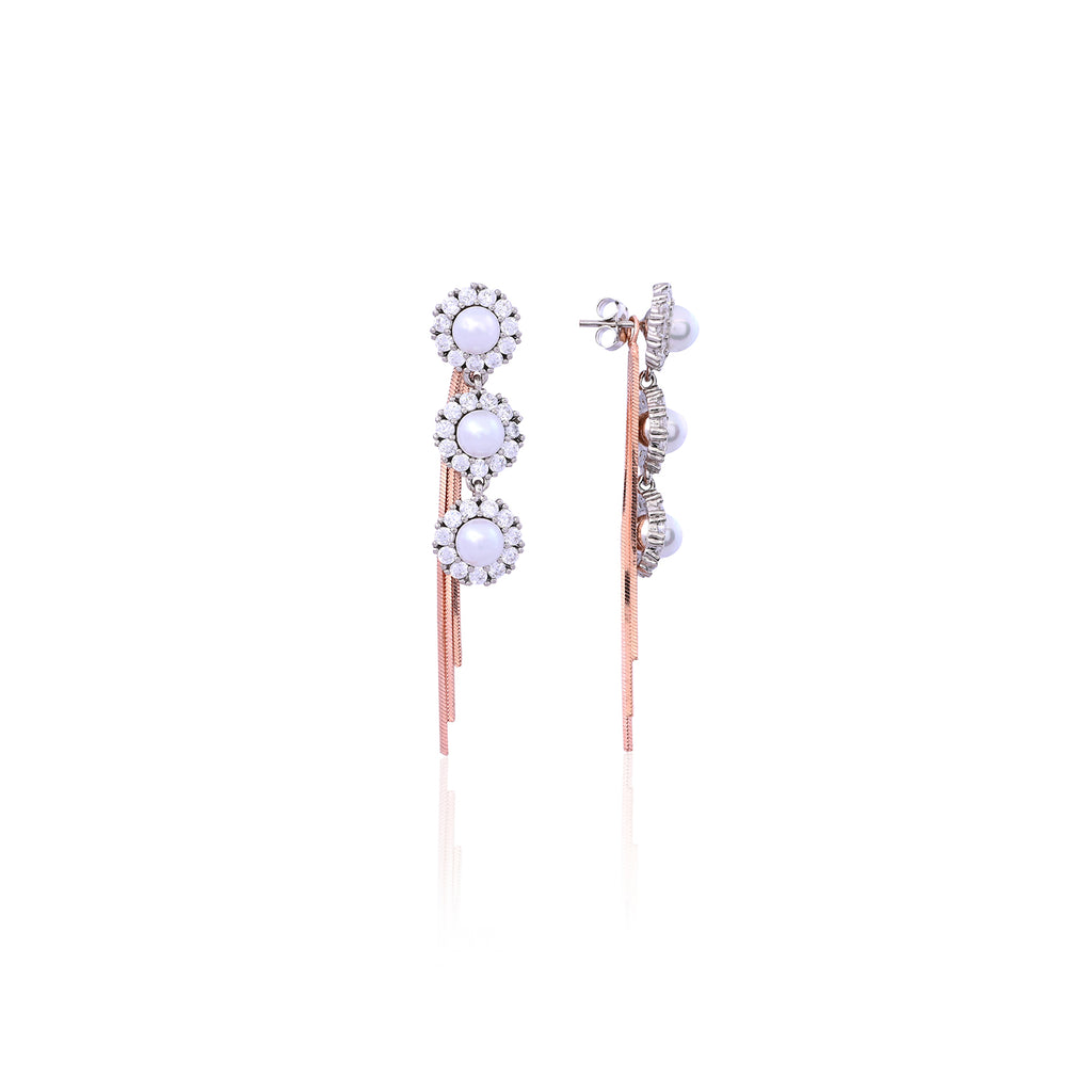 Silver & Rose Gold Multi-Purpose Chain Earrings for Her - Flâneur Global® | FG | 925 Fine Silver Jewelry & Accessories