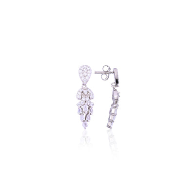 Silver Cascading Crystal Earrings - Flâneur Global® | FG | 925 Fine Silver Jewelry & Accessories