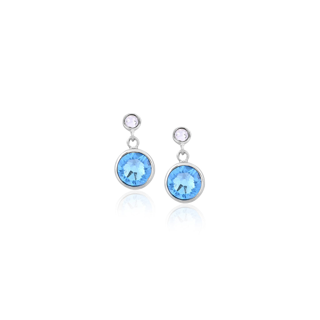 Silver Blue Round Drop Earring for Her - Flâneur Global® | FG | 925 Fine Silver Jewelry & Accessories
