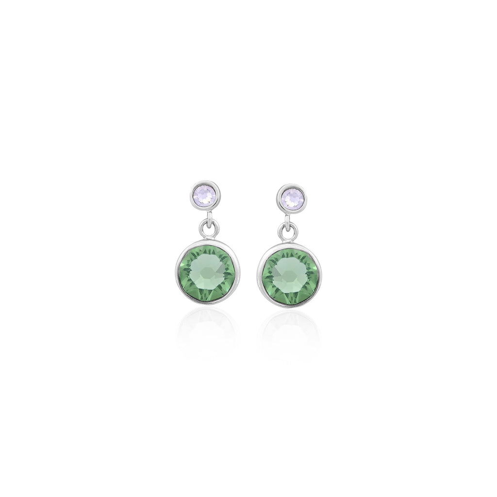 Silver Green Bezel-Set Drop Earrings for Her - Flâneur Global® | FG | 925 Fine Silver Jewelry & Accessories