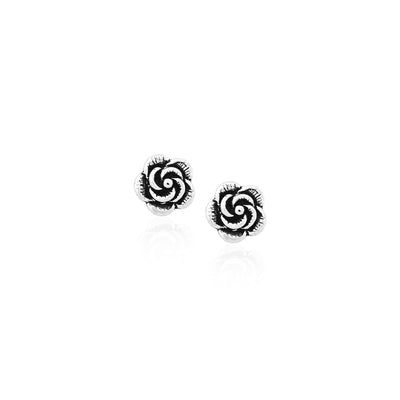 Silver Vintage Swirl Rose Stud Earrings - Flâneur Global® | FG | 925 Fine Silver Jewelry & Accessories
