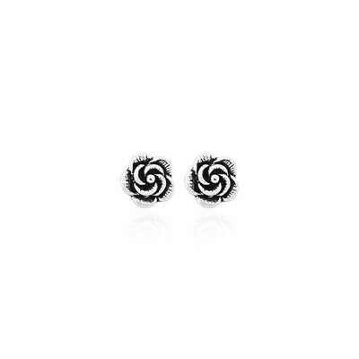 Silver Vintage Swirl Rose Stud Earrings - Flâneur Global® | FG | 925 Fine Silver Jewelry & Accessories