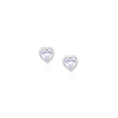 Silver White Solitaire Heart Earrings - Flâneur Global® | FG | 925 Fine Silver Jewelry & Accessories