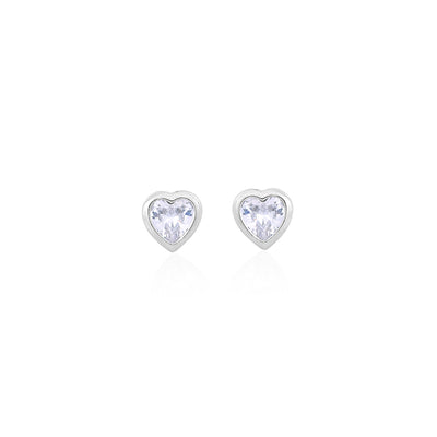 Silver White Solitaire Heart Earrings - Flâneur Global® | FG | 925 Fine Silver Jewelry & Accessories